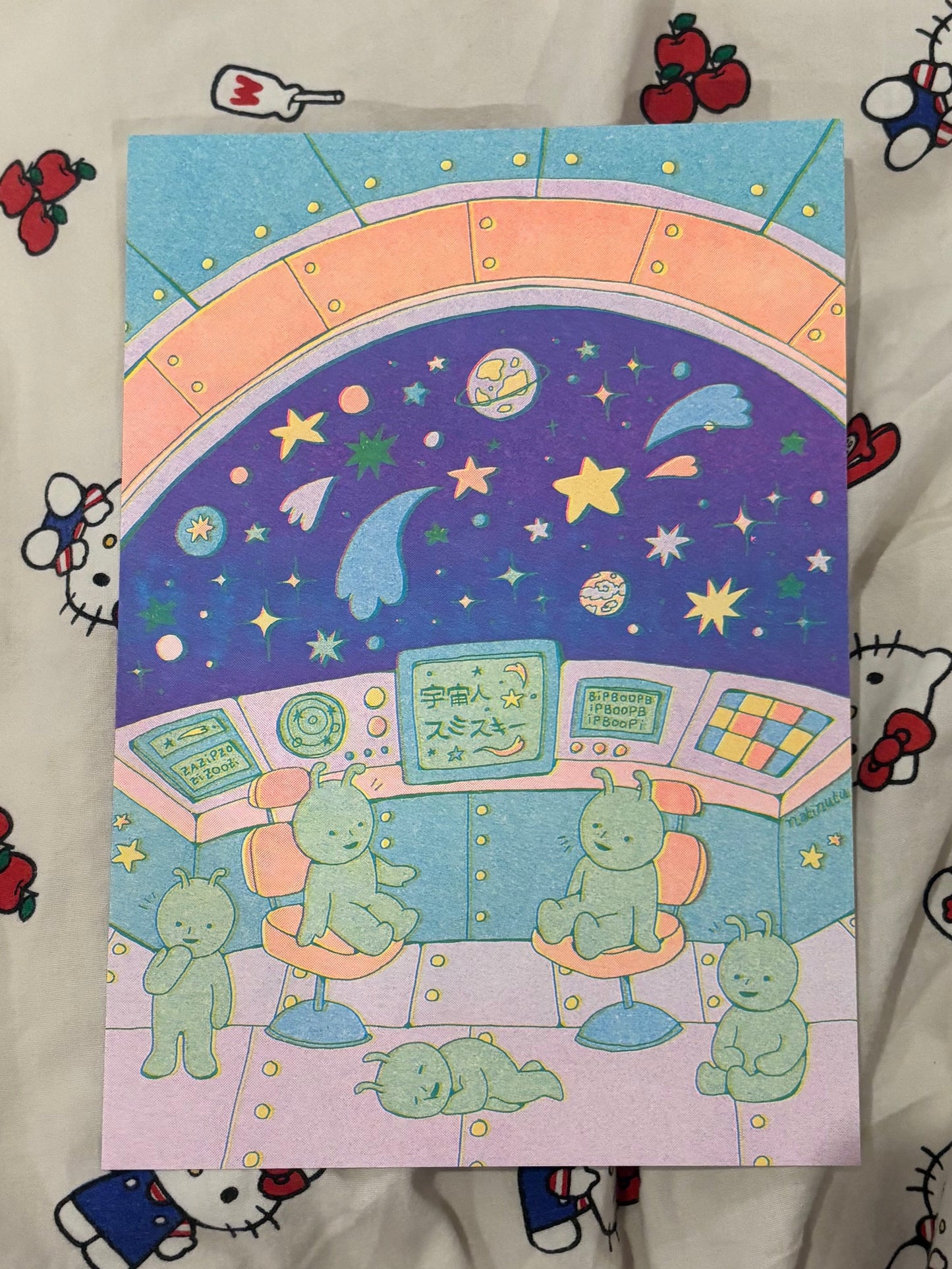 Print Riso A5 - Smiski in Space👽🪐