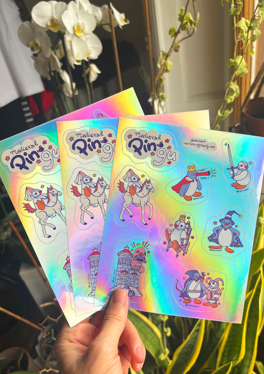 Sticker Sheet - Medieval Pingu ⋆✴︎˚。 🐧⚔️
