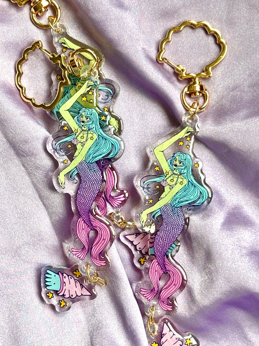 Keychain - Mermaid and Lil Squid