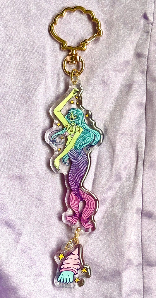 Keychain - Mermaid and Lil Squid