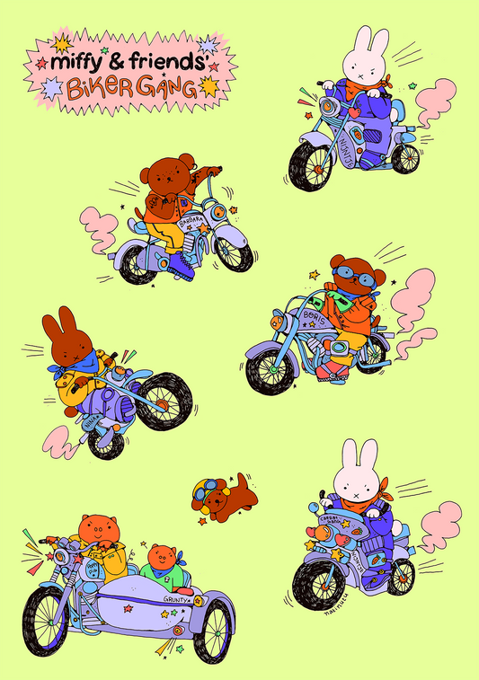 Print - Miffy Biker Gang ⊹₊⟡⋆🐰💥