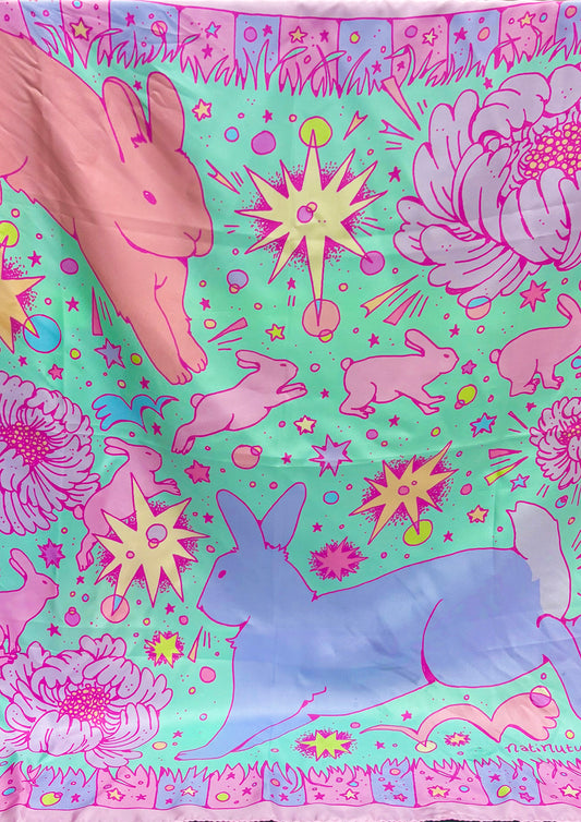 Silk Foulard - Running Bunnies 𑣲₍ ᐢ. .ᐢ₎💖