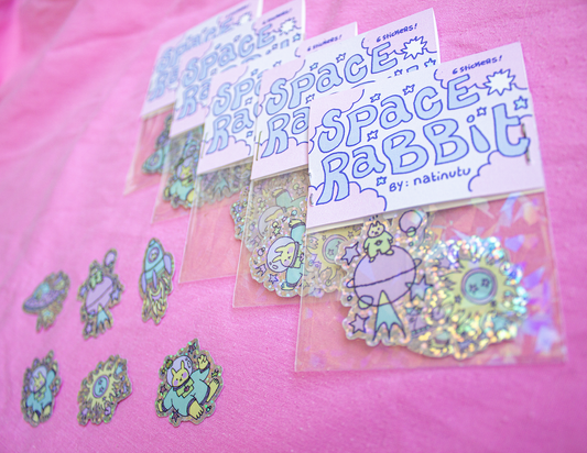 Sticker Mini Pack - Space Rabbit Sparkle 6pc